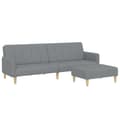 Miniatyrbillede 2 af 11: vidaXL 2-personers sovesofa med fodskammel stof lysegrå