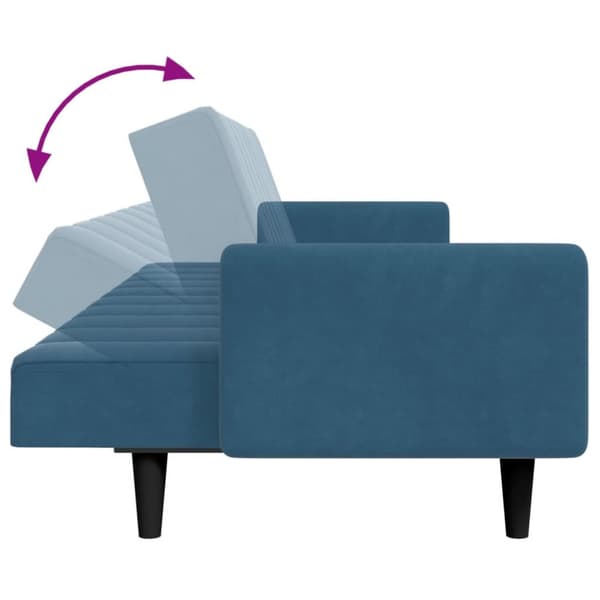 vidaXL 2-personers sovesofa med fodskammel velour blå