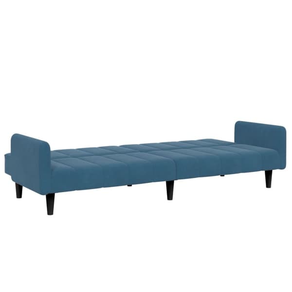 vidaXL Bäddsoffa 2-sits med fotpall blå sammet