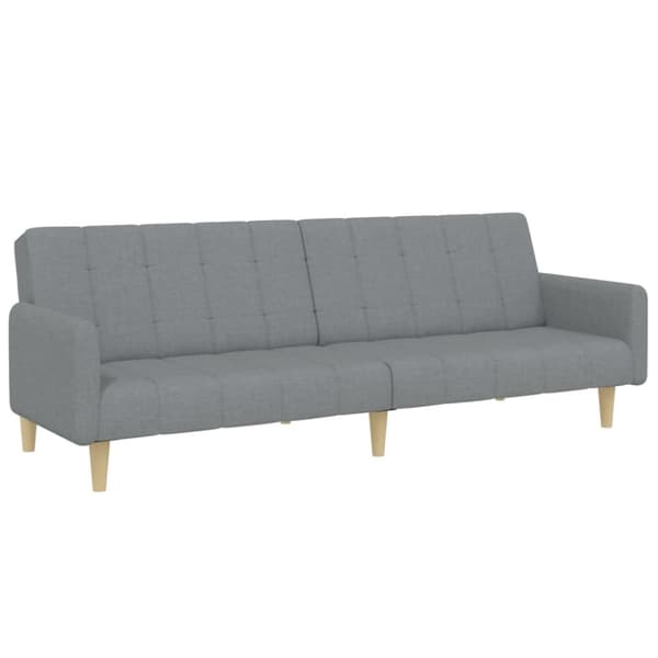 vidaXL Bäddsoffa 2-sits med fotpall ljusgrå tyg