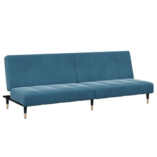vidaXL 2-personers sovesofa med fodskammel velour blå