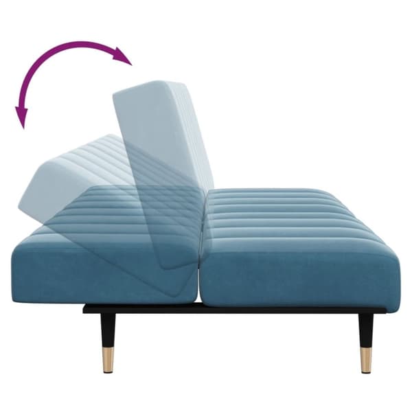 vidaXL 2-personers sovesofa med fodskammel velour blå