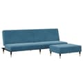 Miniatyrbillede 2 af 11: vidaXL 2-personers sovesofa med fodskammel velour blå
