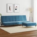 Miniatyrbillede 1 af 11: vidaXL 2-personers sovesofa med fodskammel velour blå