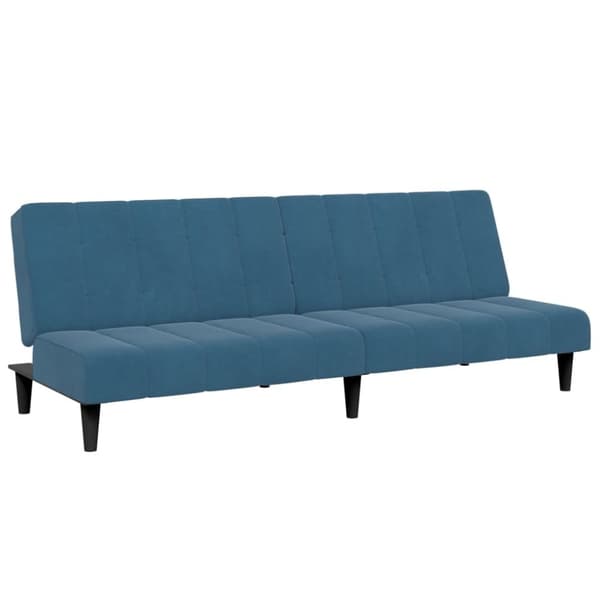 vidaXL Bäddsoffa 2-sits med fotpall blå sammet