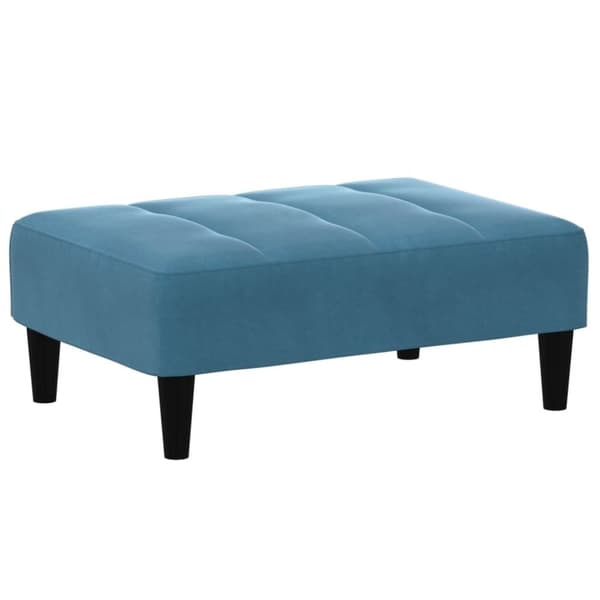 vidaXL Bäddsoffa 2-sits med fotpall blå sammet