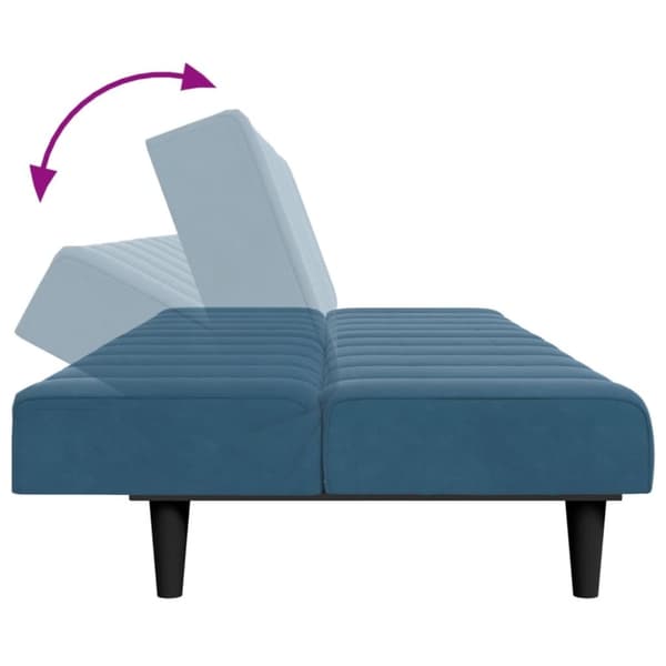 vidaXL Bäddsoffa 2-sits med fotpall blå sammet