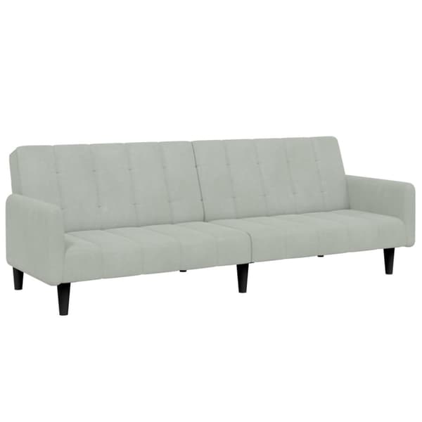 vidaXL Bäddsoffa 2-sits med fotpall ljusgrå sammet