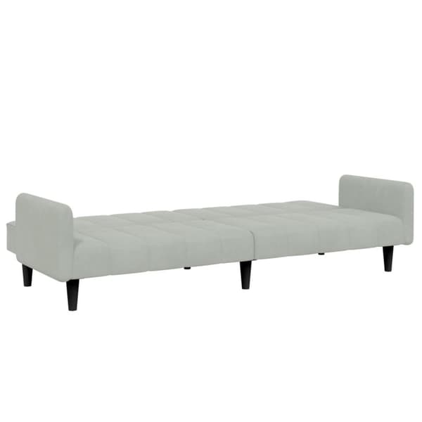 vidaXL Bäddsoffa 2-sits med fotpall ljusgrå sammet