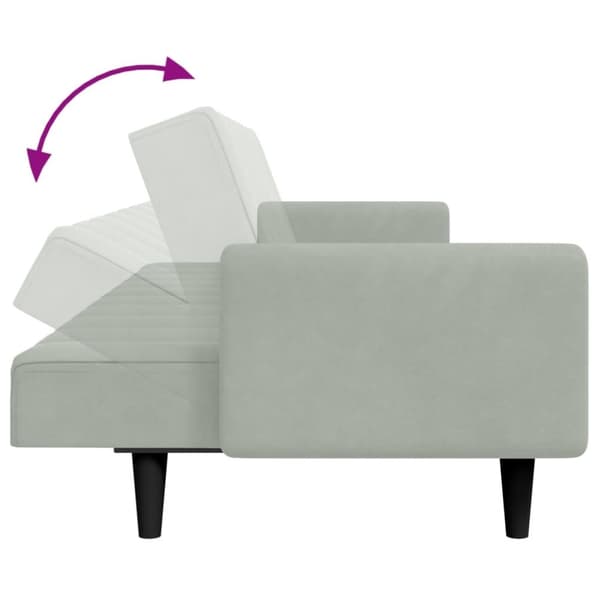 vidaXL Bäddsoffa 2-sits med fotpall ljusgrå sammet