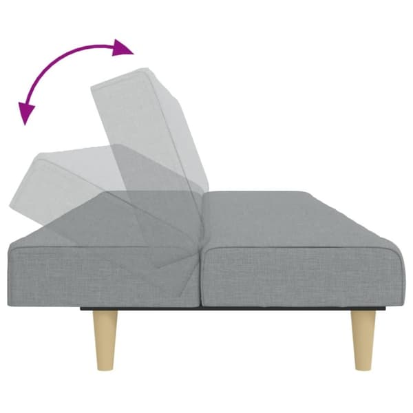 vidaXL Bäddsoffa 2-sits med fotpall ljusgrå tyg