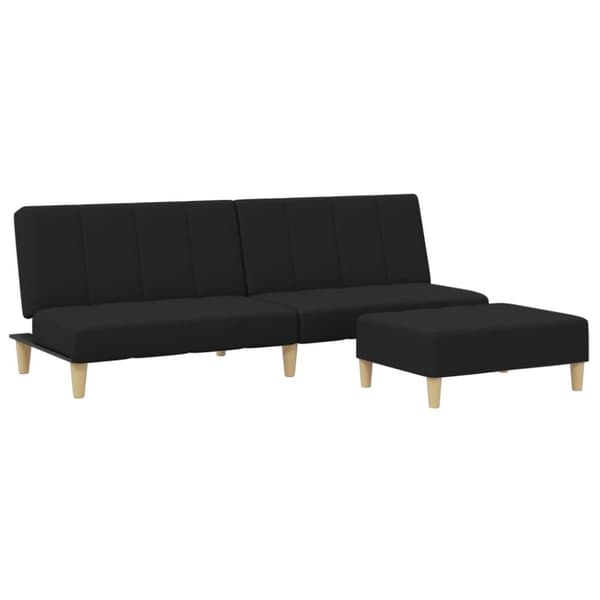 vidaXL Bäddsoffa 2-sits med fotpall svart tyg
