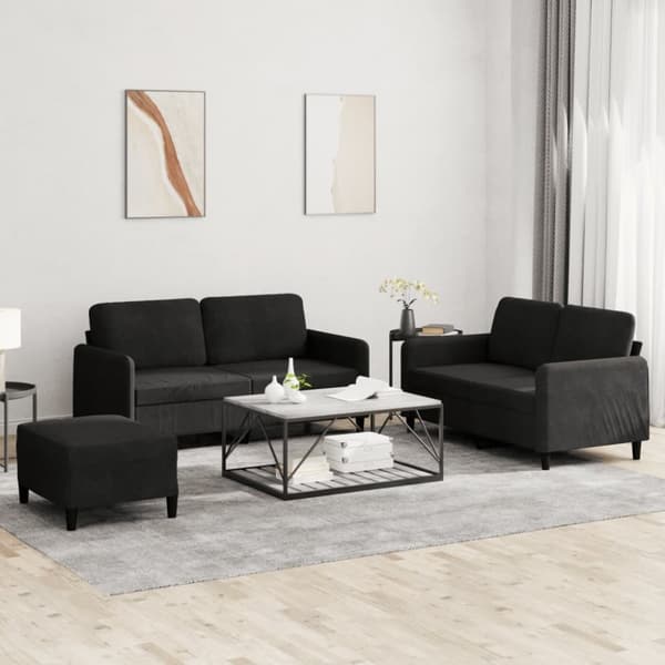 vidaXL sofasæt 3 dele velour sort