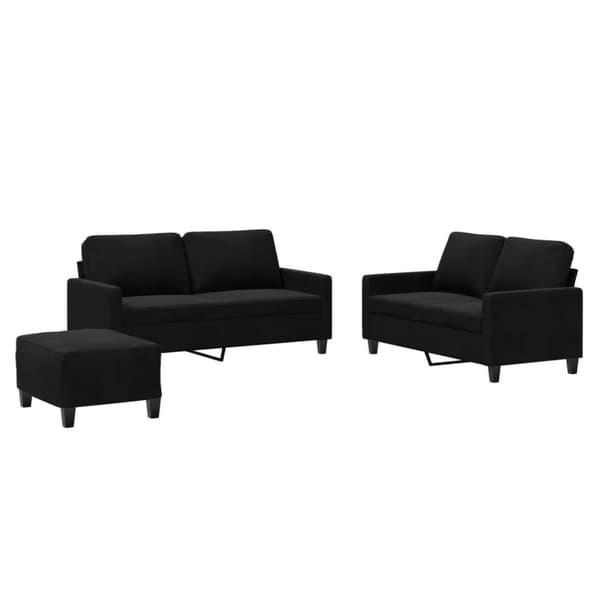 vidaXL sofasæt 3 dele med hynder velour sort