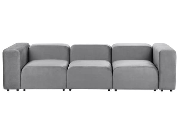 Modulsofa Grå Velour 3 Personers Designer Blød Moderne Flyder Sofa Lav Ryg Stue Indretning Høj Kvalitet Stofsofa