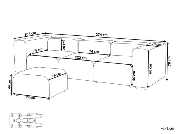 Modulsofa Grå Velour 3 Personers Designer Blød Moderne Flyder Sofa med Fodskammel Lav Ryg Stue Indretning Høj Kvalitet Stofsofa