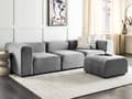 Miniatyrbillede 2 af 11: Modulsofa Grå Velour 3 Personers Designer Blød Moderne Flyder Sofa med Fodskammel Lav Ryg Stue Indretning Høj Kvalitet Stofsofa