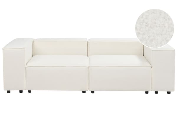 Modulsofa Hvid Boucle 2 Personers Designer Blød Moderne Flyder Sofa Lav Ryg Stue Indretning Høj Kvalitet Stofsofa