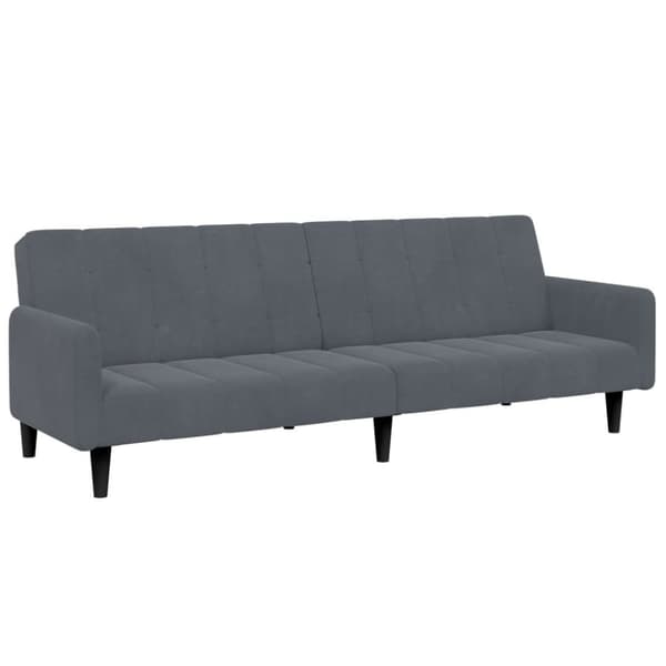 vidaXL Bäddsoffa 2-sits med fotpall mörkgrå sammet