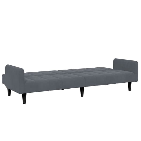 vidaXL Bäddsoffa 2-sits med fotpall mörkgrå sammet