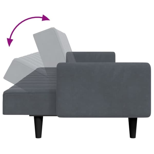 vidaXL Bäddsoffa 2-sits med fotpall mörkgrå sammet
