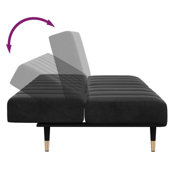 vidaXL 2-personers sovesofa med fodskammel velour sort