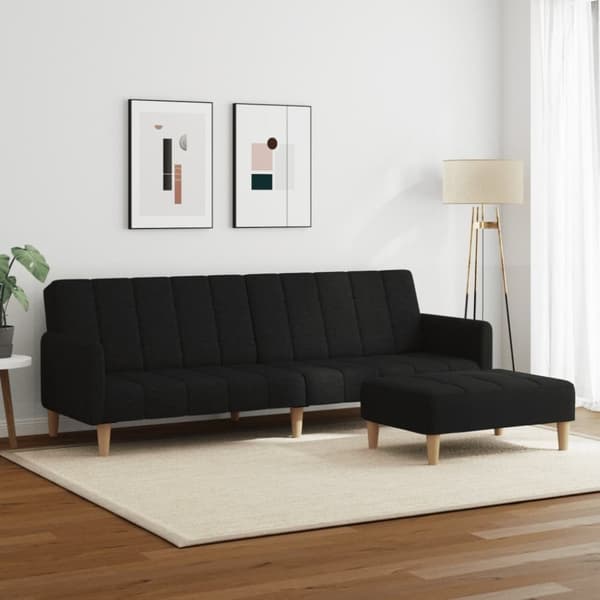 vidaXL 2-personers sovesofa med fodskammel stof stof