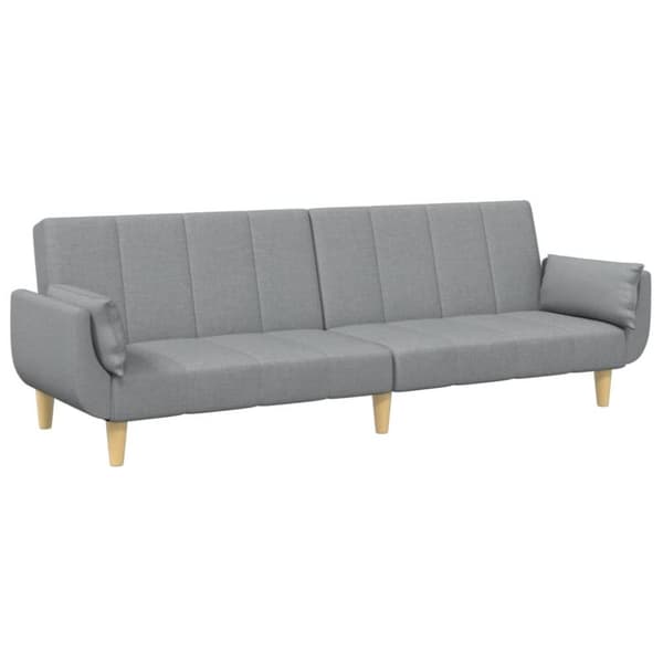 vidaXL Bäddsoffa 2-sits med fotpall ljusgrå tyg