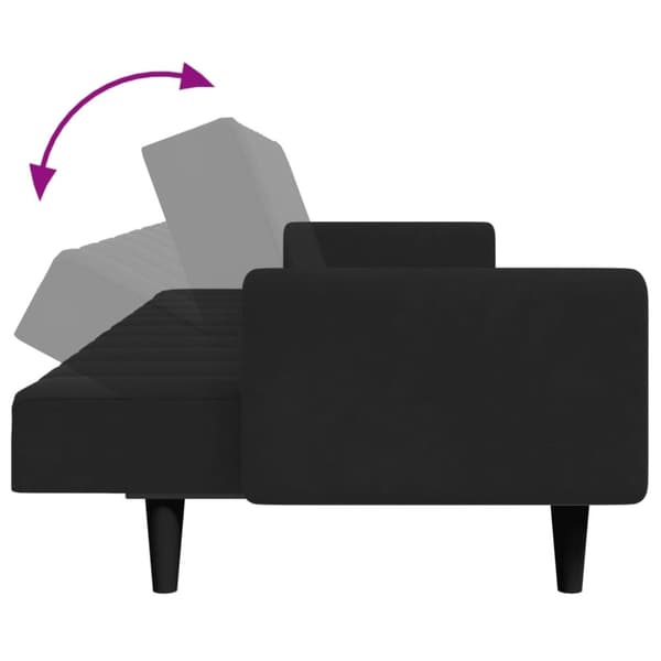 vidaXL Bäddsoffa 2-sits med fotpall svart sammet