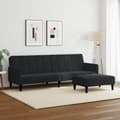 Miniatyrbillede 3 af 11: vidaXL 2-personers sovesofa med fodskammel velour sort