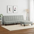 Miniatyrbillede 3 af 11: vidaXL 2-personers sovesofa med fodskammel velour lysegrå