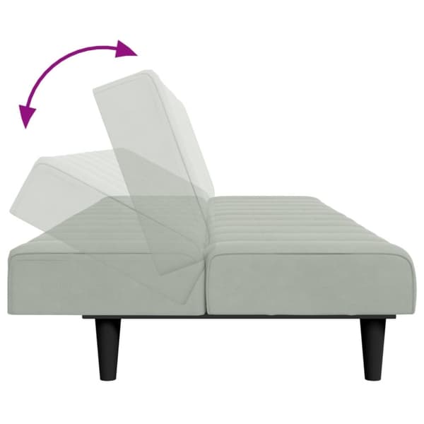 vidaXL 2-personers sovesofa med fodskammel velour lysegrå