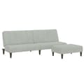 Miniatyrbillede 2 af 11: vidaXL 2-personers sovesofa med fodskammel velour lysegrå