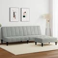Miniatyrbillede 1 af 11: vidaXL 2-personers sovesofa med fodskammel velour lysegrå