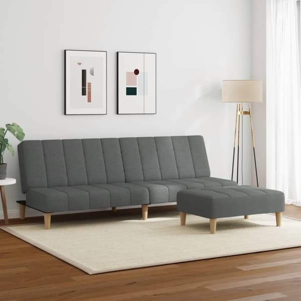 vidaXL 2-personers sovesofa med fodskammel stof mørkegrå