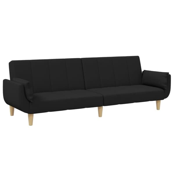 vidaXL Bäddsoffa 2-sits med fotpall svart tyg