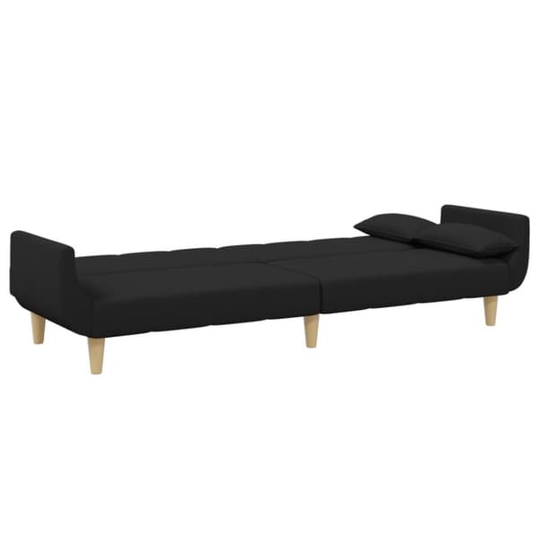 vidaXL Bäddsoffa 2-sits med fotpall svart tyg