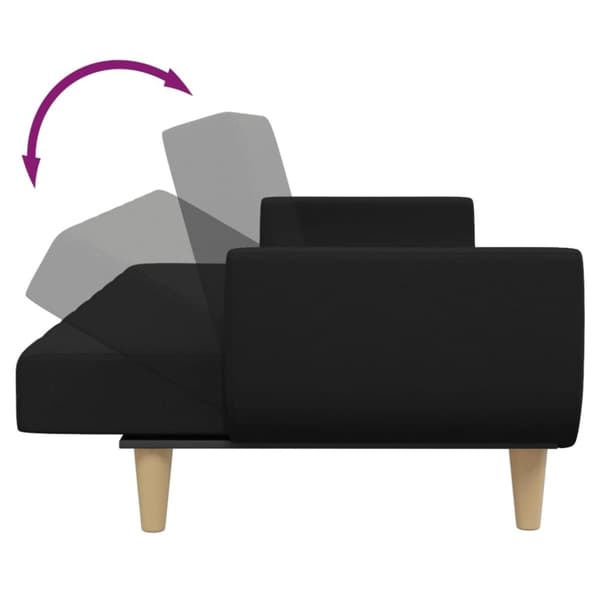 vidaXL Bäddsoffa 2-sits med fotpall svart tyg