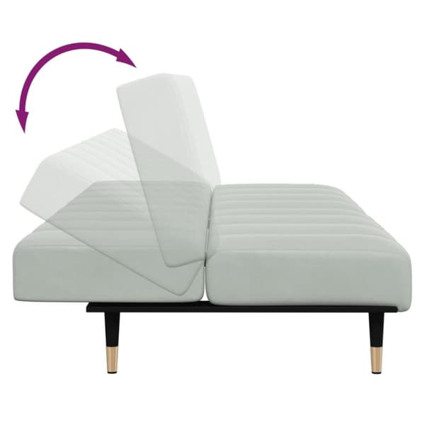 vidaXL 2-personers sovesofa med fodskammel velour lysegrå