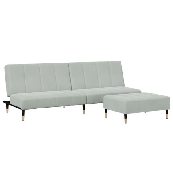 vidaXL 2-personers sovesofa med fodskammel velour lysegrå