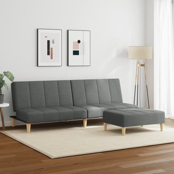 vidaXL 2-personers sovesofa med fodskammel stof mørkegrå