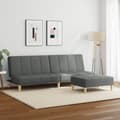 Miniatyrbillede 3 af 11: vidaXL 2-personers sovesofa med fodskammel stof mørkegrå