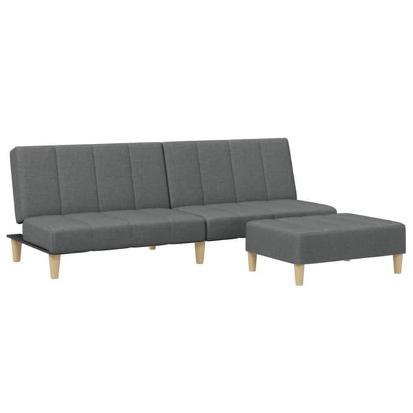 vidaXL 2-personers sovesofa med fodskammel stof mørkegrå