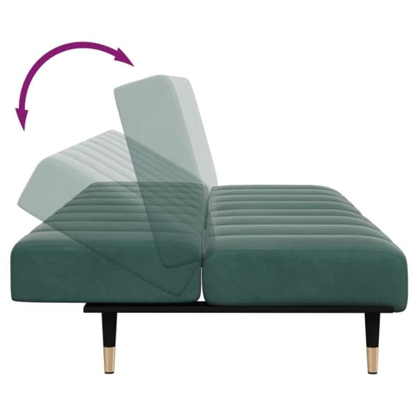 vidaXL 2-personers sovesofa med fodskammel velour mørkegrøn