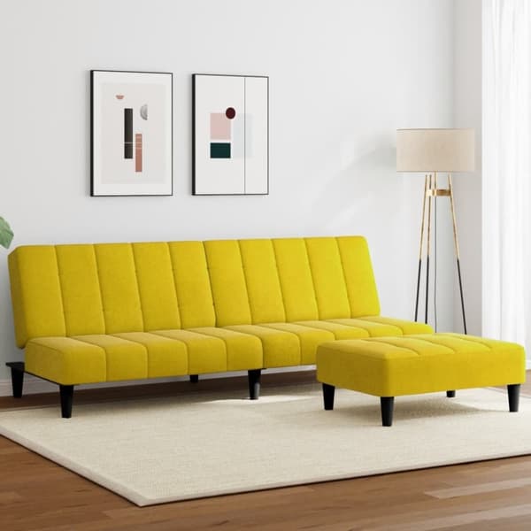vidaXL 2-personers sovesofa med fodskammel velour gul