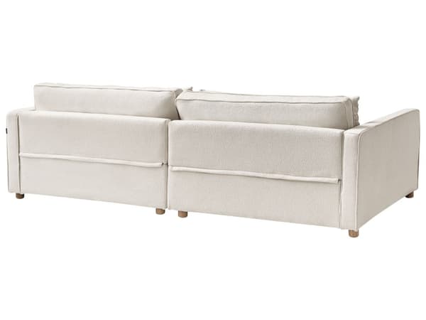 Sofa Off-White Boucle 3 Seter Treben Armlener Moderne Stil