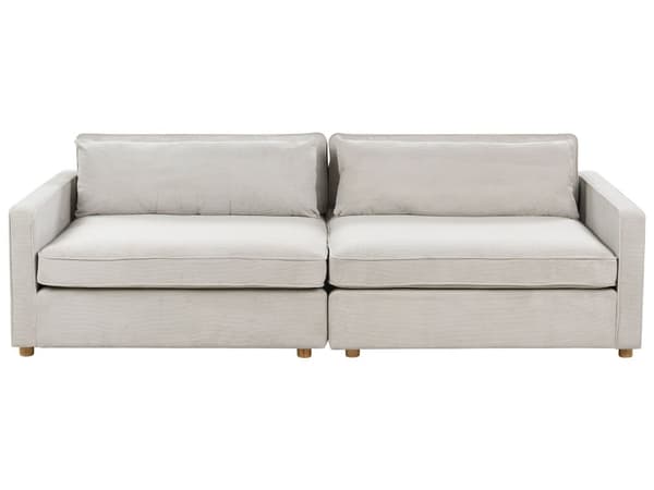 Sofa Lysegrå Cord 3-seter Treben Armlener Moderne Stil