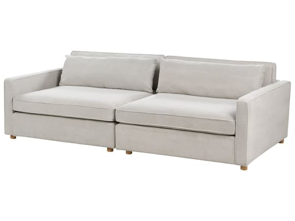 Sofa Lysegrå Cord 3-seter Treben Armlener Moderne Stil