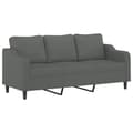 Miniatyrbillede 3 af 7: vidaXL 3-personers sofa med fodskammel 180 cm stof Mørkegrå