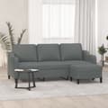Miniatyrbillede 7 af 7: vidaXL 3-personers sofa med fodskammel 180 cm stof Mørkegrå